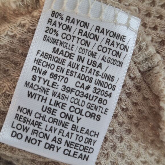 FREE PEOPLE STORYTELLER USA Made Waffle Knit Split Back TEE Swing Top OVERSIZE S - Picture 9 of 13